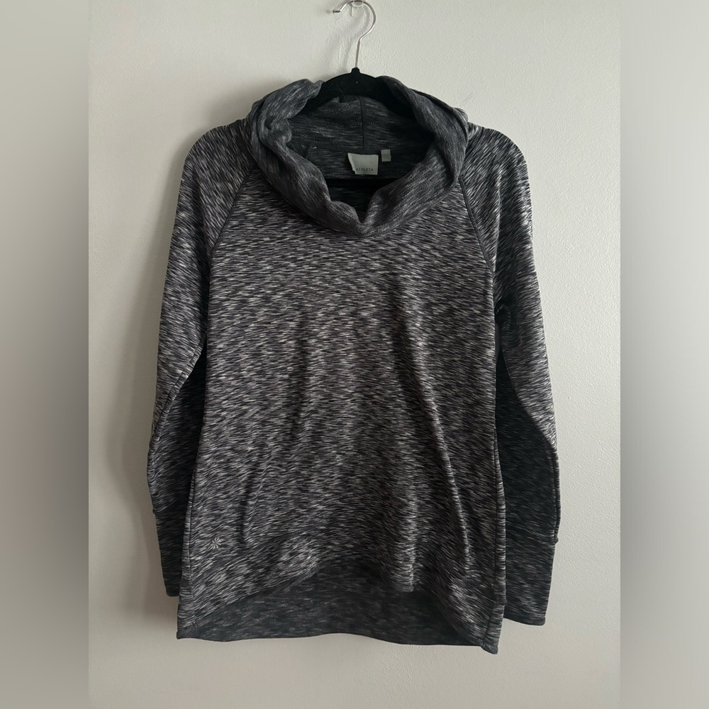 Athleta Women’s Gray Tranquility Cowl Neck Space Dye Sweatshirt Thumbhole